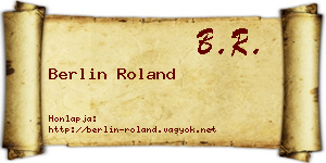Berlin Roland névjegykártya